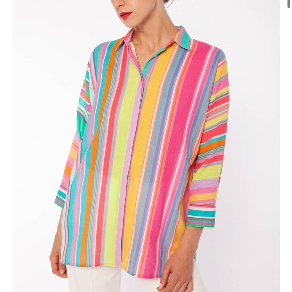 Vilagallo‎ Louise Caicos striped button down top